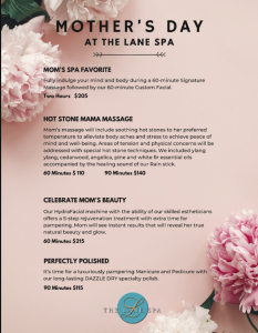Mom's Spa Favorite, The Lane Spa, Mother's Day 2024, Massage, Facial, GOLDLAW